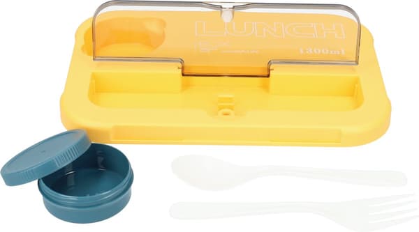 Beautiful Lunch Box 1550ml Stackable Bento Box Navy Blue With Cutlery BPA Free Lunch Box Microwave Safe Leak Proof & Durable For Work Blue