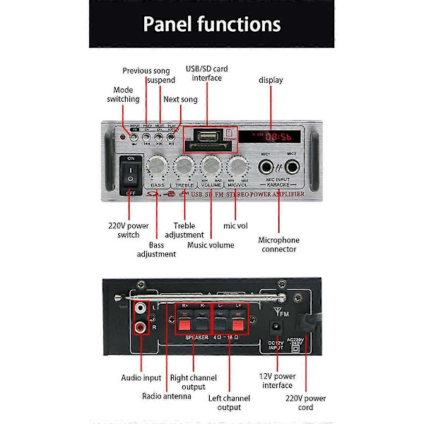 Car Bluetooth Amplifier Speaker Bluetooth Speaker Car Power Amplifier for Home Car
