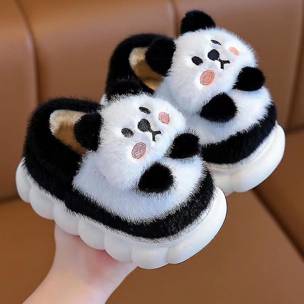 Tecknad Panda Vintertofflor för barn Plysch djurvarma bomullsskor för pojkar och flickor Fluffiga tofflor för inomhusbruk b3 26-27 Inner 16.5CM