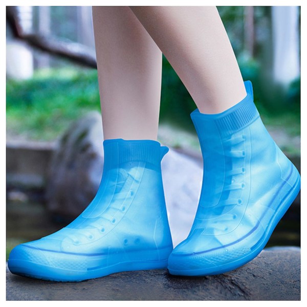 Vattentäta skoöverdrag Återanvändbara halkfria överdragsskor Antisladd utomhus vandringsskoöverdrag för vuxna barn Blue L
