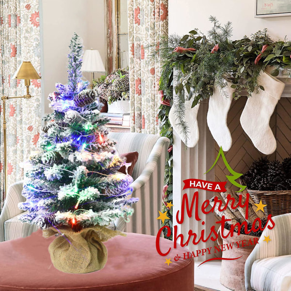 Mini juletræ med LED-lys Realistisk udseende levende farve Batteridrevet oplyst kunstigt juletræspynt 45cm,Colorful Light