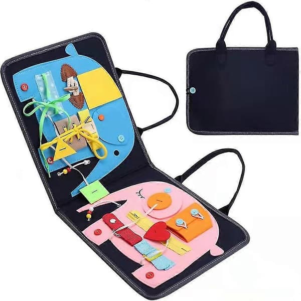 Soft Fabric Educational \"Busy Board\", Sensory Learning Tool for Preschoolers