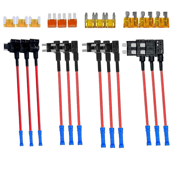 4 Tyypin 12V Add-a-Circuit-sovitin ja sulakepaketti, sulakeliitäntäsulakepidike Micro2 Mini ATS:llä matalaprofiililla