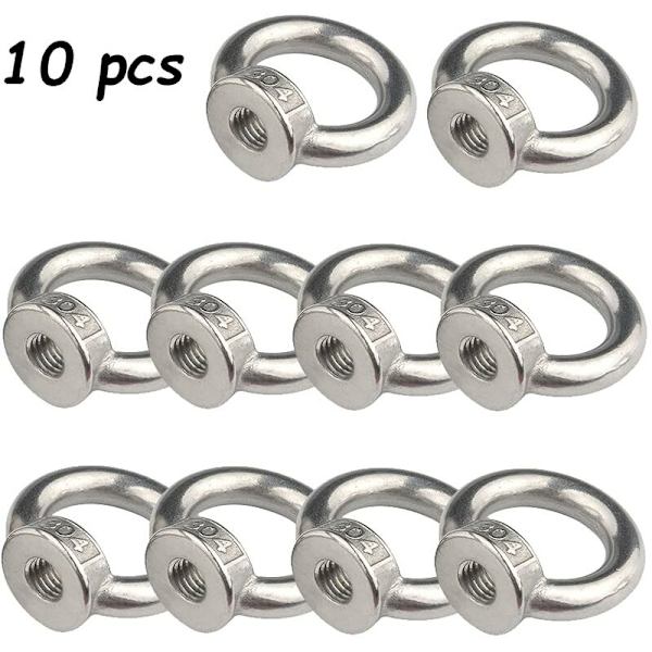 10 st M8 lyftögla mutter rostfritt stål ögla mutter silver hona ringmutter fäste