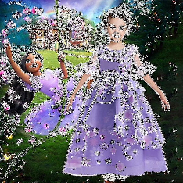 Uusi Encanto Isabela -mekko tytöille cosplay-asuun, Halloweeniin, jouluun ja pääsiäiseen -1 140CM