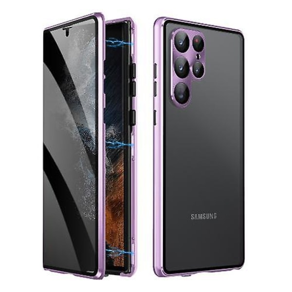 Privacy Magnetfodral för Samsung Galaxy S24 Ultra/s24 Plus/24 Anti-Spion Magnetiskt Dubbelsidigt Härdat Glasskydd Purple Galaxy S24 Plus