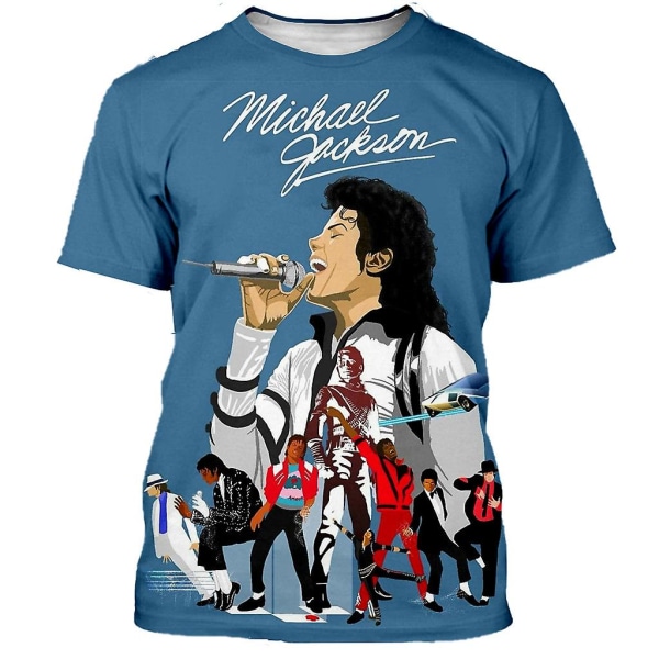 Michael Jackson T-paita Miehet Naiset Muoti Casual 3D- printed T-paidat Harajuku Style Ylisuuri T-paita Hip Hop Streetwear Topit 11 XS
