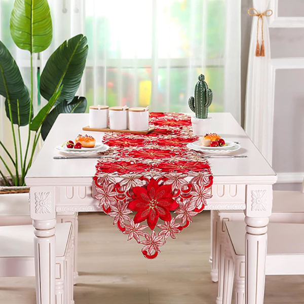 Julbordstablett Bordstablett Broderad Duk Kollektion för Hemmiddag Julfest Bröllopsdekoration Röd(69.3 x