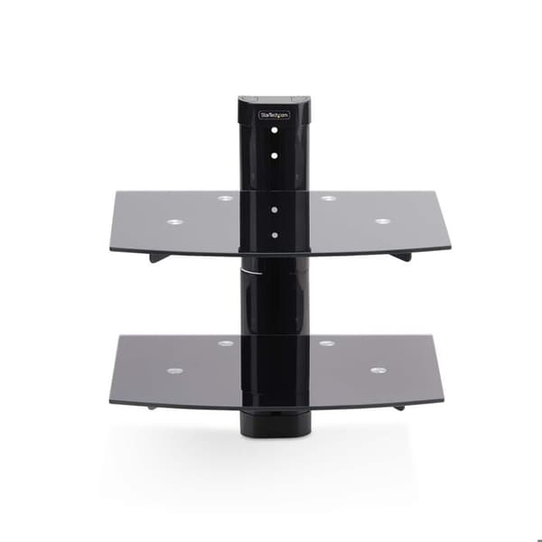 Wall-Mounted Floating Shelf - STARTECH.COM - Adjustable Model - Tempered Glass - Steel Support - Max Load 7kg Svart Aluminium, Plast, Stål