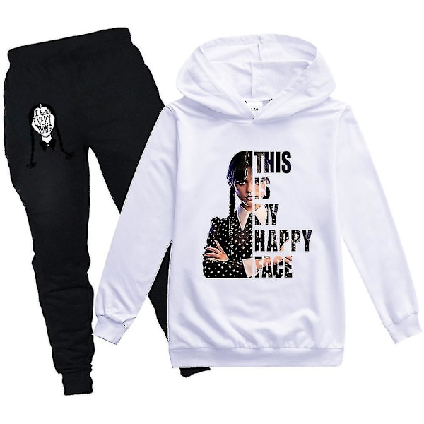 Wednesday Family Hoodie Barn Unisex Pack Addams Sweatshirt Kläder V1 Vit White 110cm