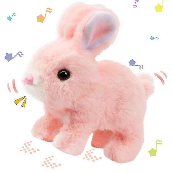 Elektroninen pehmo kanilelu, pääsiäispupu interaktiivinen lelu, leikkisä pupu hyppää ympäriinsä tekee ääniä heiluttaa korvia pink