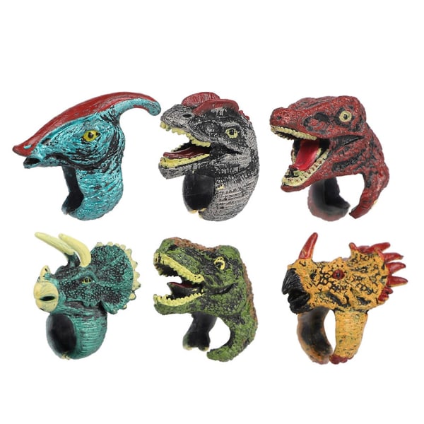 6 stk Dinosaur Ring Fin Texture Tidlig Læring Dyr Kognition Uddannelsesmæssige Legetøj Realistisk Model Legetøj Pvc Simulation Dinosaur Vildt Dyr Fugle Børn Fi C