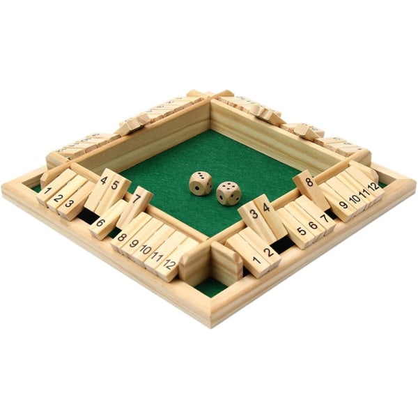 Stäng lådan för 4 spelare med 12 nummers träbordsspel Klassisk tärningsbrädeleksak