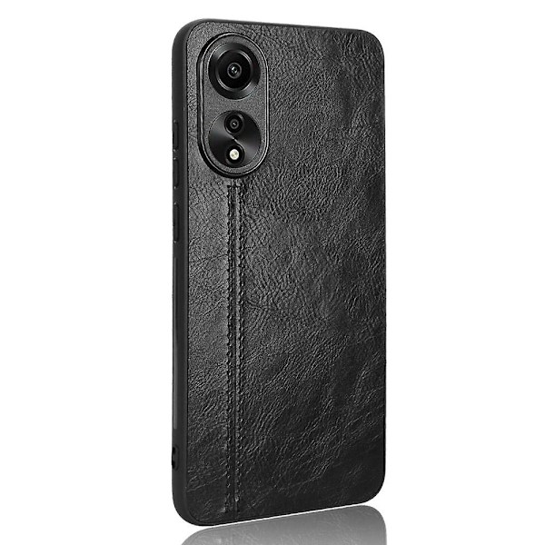 Oppo A78 4G:lle PU-nahasta päällystetty PC+TPU-puhelin kotelo, naarmuuntumaton, ommellut reunat - Musta