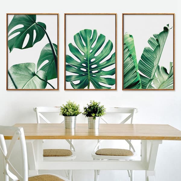 Botaniska väggkonsttryck Set om 3 tropiska blad Canvas Decor Plant Leaf Boho