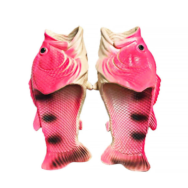 Unisex simulering 3d fisk tofflor sommar roliga mode flip flops för utomhus Pink 28-29