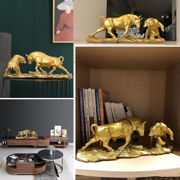 Tjur- och björnskulpturer Ornament - Unik inredning för hemmet, guld