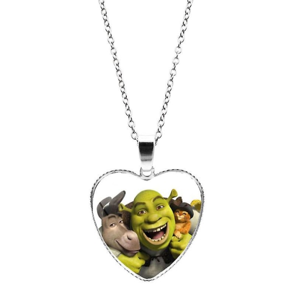 Movie Shrek Heart Halskjede Tegneserie Anime Glass Cabochon Heart Anheng Krystall Halskjede For Menn Kvinner Mote Smykker Gave Style-2