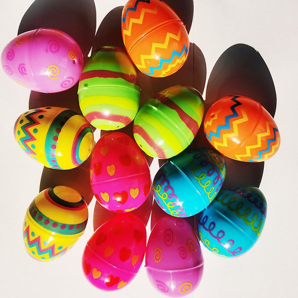 12/36 stk Trykte Egg Påske Twister Trykte Åpne Egg Plast Blomst Leke Eggskall 12pcs