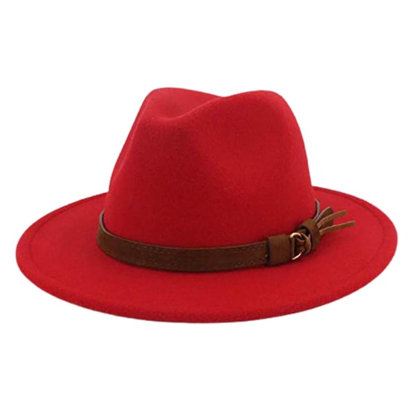 Fedora Justerbar Åndbar Filt Mænd Vintage Style Hat til Vandreture Red