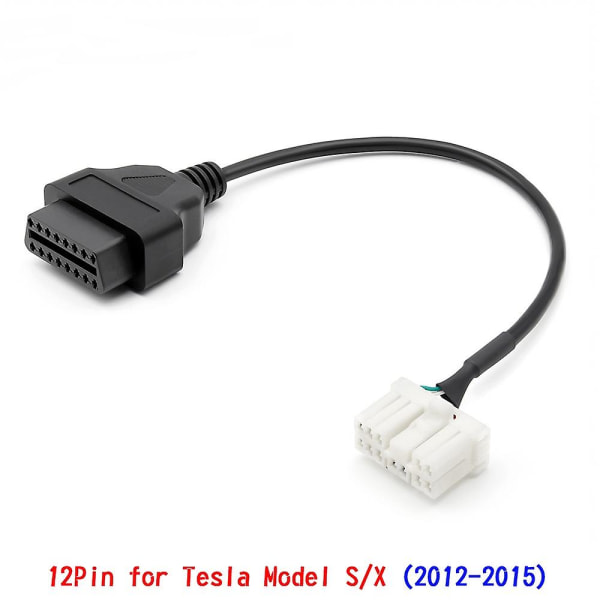 12-benet Obd2-adapter han-hun-konnektorkabel til 2012-2015 Tesla Model S/x Obdii Diagnostic Harness Elektronisk kabel