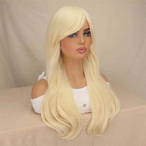 Blonde Barbie Film Cosplay Parykk Lang Bølget/rett Platinblond Hår Festrekvisitter Parykker A