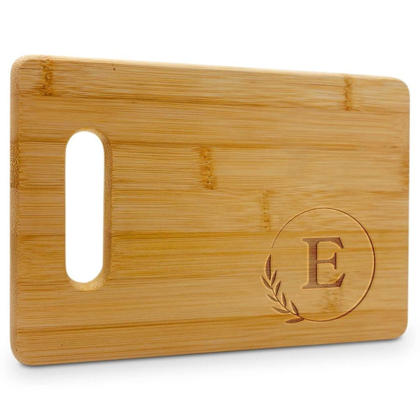 Personalized Bamboo Cutting Board - Engraved Monogram (E) - Large Custom Charcuterie Board - Kitchen Gift with Initials