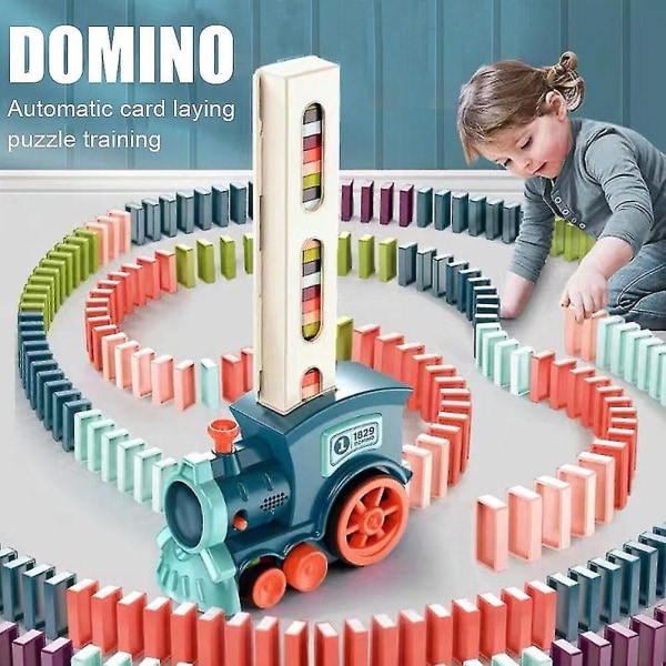 Domino tågleksaksset Blue and 120 dominoes