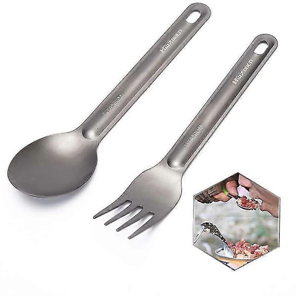 2025 1 stk. Letvægts Titanium Ske Gaffel Til Udendørs Camping Service fork