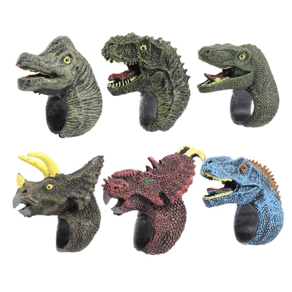 6stk Dinosaur Ring Fin tekstur Tidlig læring Dyrekognisjon Pedagogiske leker Realistisk modellleketøy Pvc Simulering Dinosaur Villdyr Fugler Barn Fi B