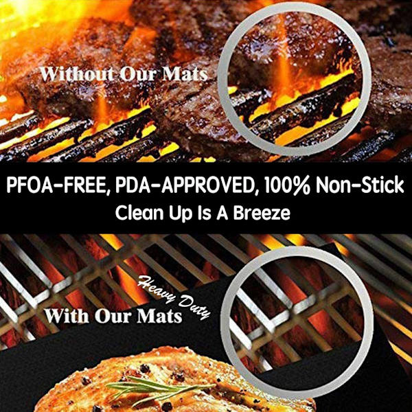 6-Pakki Grill Mattoja, Uunimattoja, Leivontamattoja - Tarttumattomat - 40x33 Musta 6-Pakki 6-Pakki