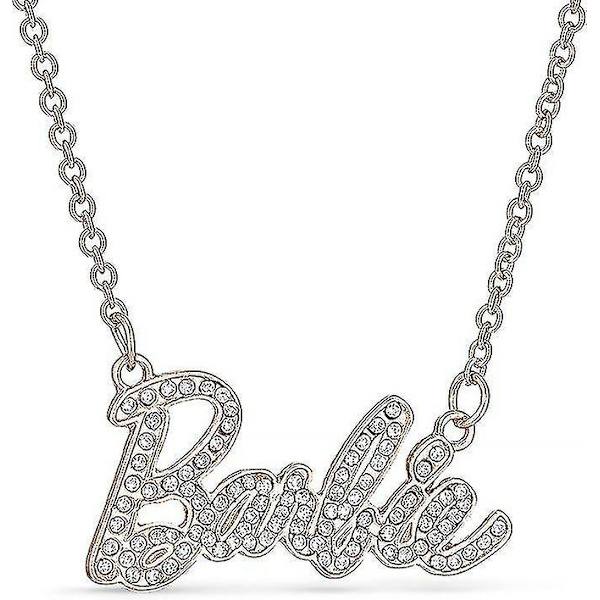 Sød og skinnende Crystal Script Logo Halskæde - Rosenguld