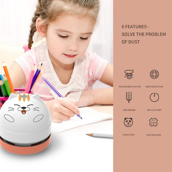 Mini-kokoinen söpö lemmikkieläinten imuri USB-latauksella, suuttimella, puhdistusharjalla, irrotettava, kannettava roskien poistoon Without battery66