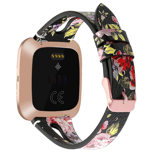 Armband för Fitbit Versa 2, för Fitbit Versa 2 Black Pink Flower