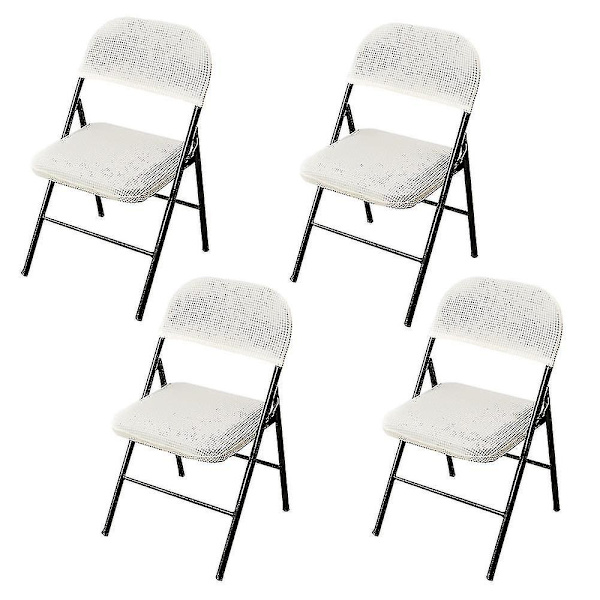 4 stk sammenleggbare stoler med delt setetrekk for fest, bryllup, hjem -ys white
