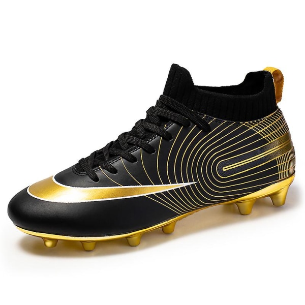 KIDENG Fotbollsskor för Barn Pojkar Flickor Ankel Fotbollsskor Gräs Träning Sport Skor Sneakers Yj723 Black 37