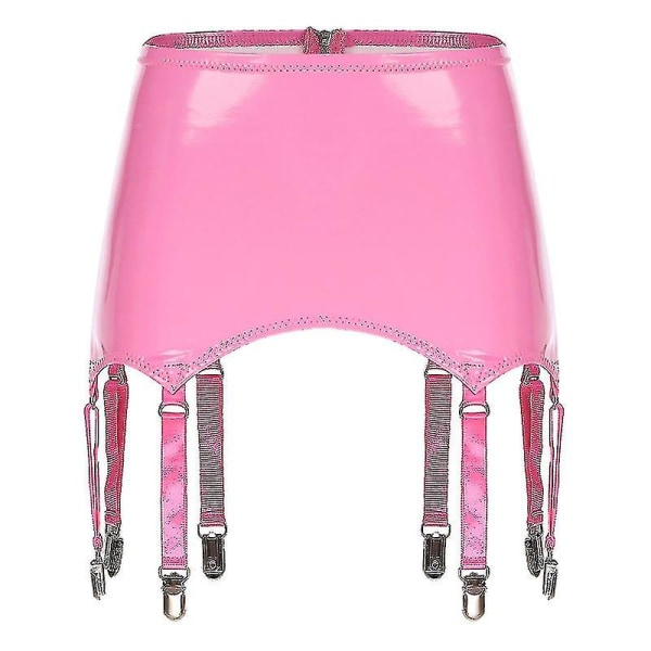 Naisten Lakinahkaiset Garterit Metallisella Kiinnityksellä Suspender Vyö Clubwear Lavalle Esitykseen Raveen Pink L