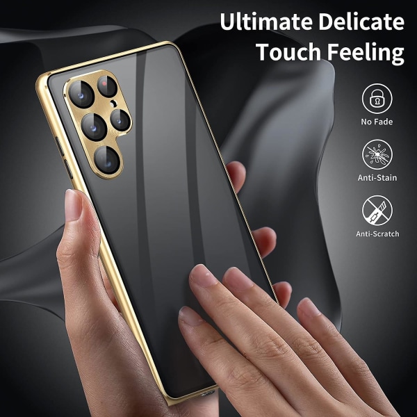Privacy Magnetic Case for Samsung Galaxy S24 Ultra/s24 Plus/24 Anti Peep magnetisk dobbeltsidig herdet glassdeksel Gold Galaxy S24 Plus