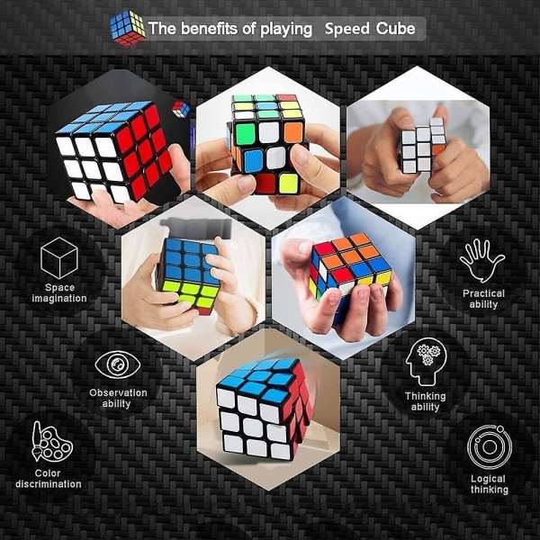Profesjonell Speed Cube 3x3x3, Slitesterk Glatt Hjerneutvikling Barnas Utdanningsleker Puslespillleker Bærbar for Voksne (Standard)