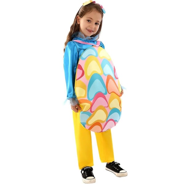 Barn Fargerikt påskeegg kostyme jenter påske kostymer Fancy dress antrekk Gjør det selv påskeegg alve kostyme for småbarn L (125-135cm)
