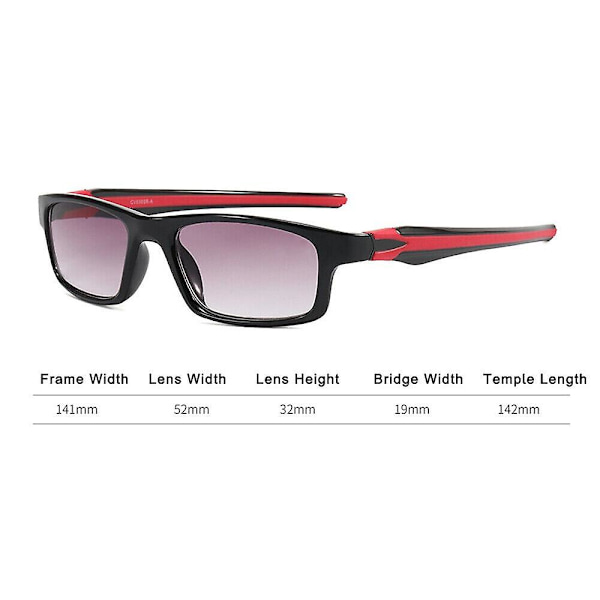 Gradient-sävytetyt lukulasit Urheilulasit Lukulasit Presbyopia-lasit Red Strength 1.50