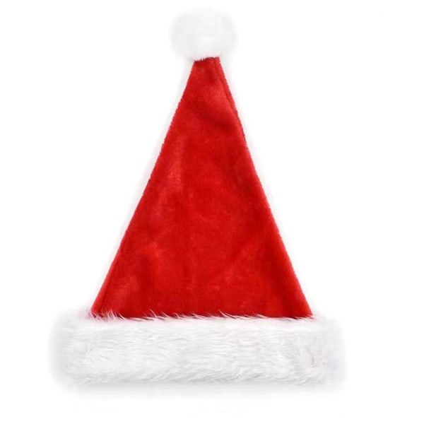 Julenissehat Blød Fuzzy Plys Pompom Genanvendelig Voksne Børn Hele familien Festlig Rød Hvid Julehat Festkostume rekvisit B,Adult