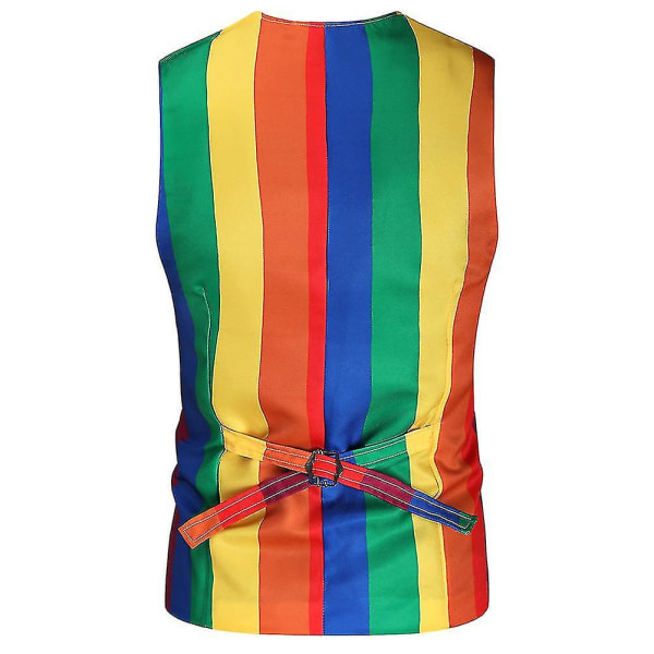 Herre Casual Rainbow Stripes Slim Vest