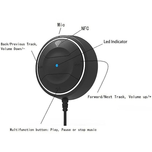 Bluetooth 4.0 Musikspiller Håndfri Bilsæt USB-oplader med NFC-funktion