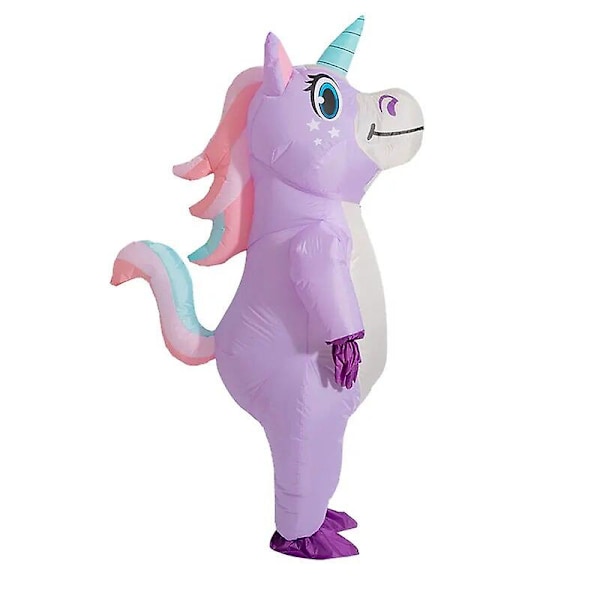 Lila Enhörning Uppblåsbar Dräkt Vuxen Barn Regnbåge Halloween Kostymer För Kvinnor Män Vuxen Karneval Maskot Jul Cosplay Lila Purple Adult 150-190cm