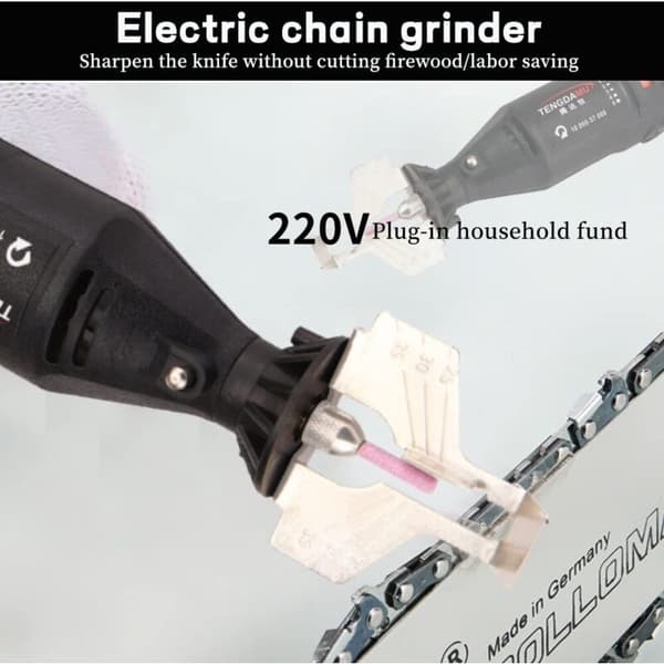 180W Cordless Chainsaw Sharpening Kit Handheld Electric Grinder Sharpening Tool Handheld Chain Sharpener (Black)