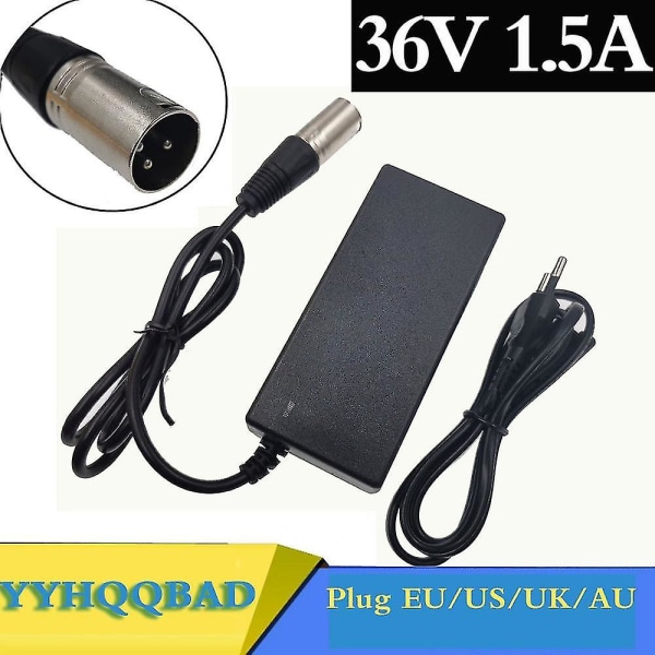 36v 1.5a 3-pin Xlr Bly-syre batteri-sykkellader Elektrisk scooter E-sykkel Rullestollader UK