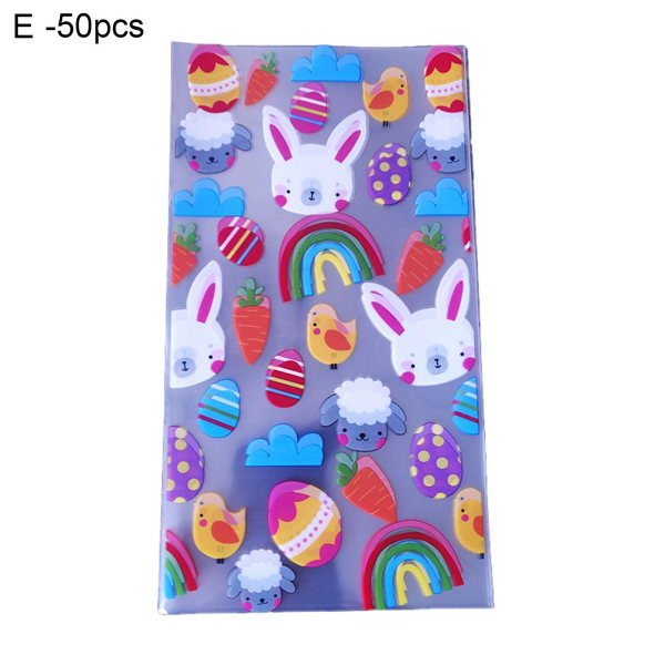 50 stk/sett herlig kaninmønster godteripose påskestil Søt PET-gavepose til fest E