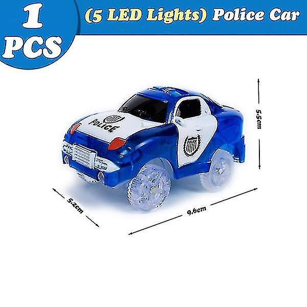 Banbilar som är kompatibla med de flesta banor lyser upp ersättningsbilleksaker 5LED blue police car