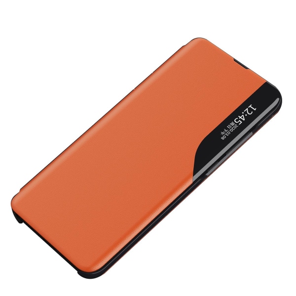 For Oppo Find X5 Pro View Window Stand Funktionel Forretningstelefonetui PU Læder Magnetisk Absorption Flip Cover Orange